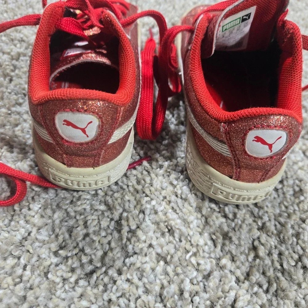 PUMA Basket Holiday‎ Glitz Girls Sneakers – Red Glitter – Size 8